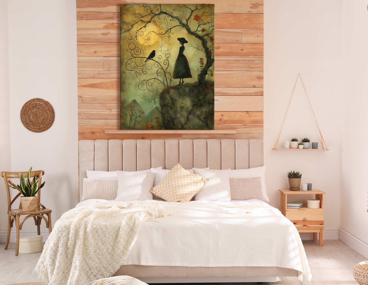 Fairy Tale Silhouette and Whimsical Tree - Canvas Print