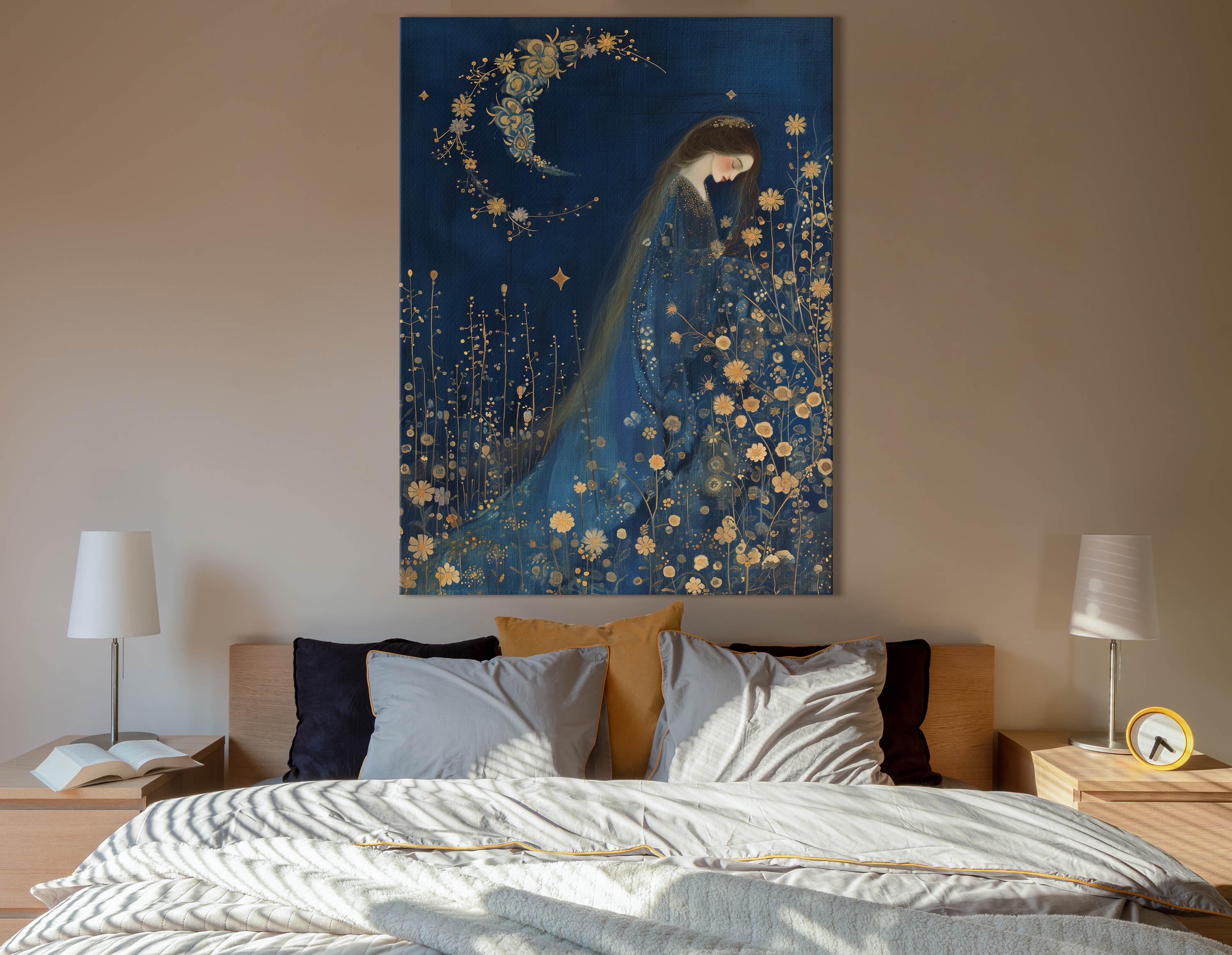 Mystical Lady in Celestial Gown Canvas Art