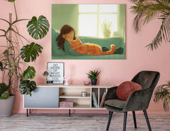 Girl and Cat Wall Decor