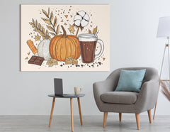 Autumn Harvest Pumpkin and Cocoa - Canvas Print