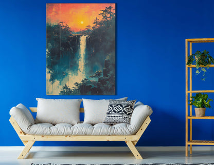 Sunset Waterfall Wall Art 