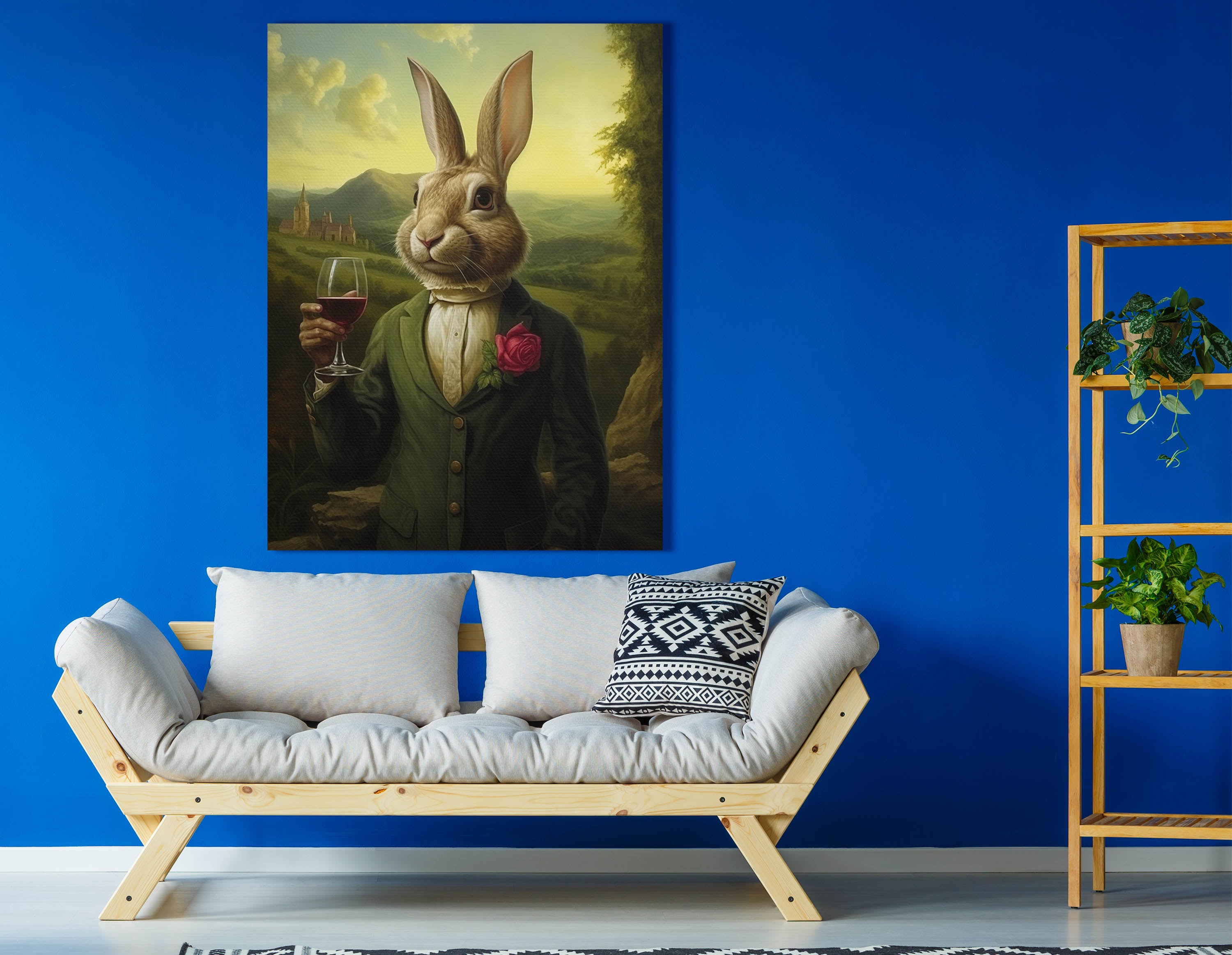 Rabbit Wine Portrait Painting
