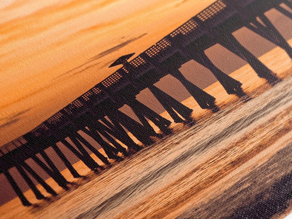 Jacksonville Wall Art - Fishing Pier Canvas Print, Large Coastal Wall Art, Sunset Ocean Artwork, Modern Beach Art Print, Sunrise Wall Decor
