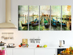 Stampa su tela con scena di barche in Italia e gondole veneziane, decorazione murale per soggiorno o ufficio, idea regalo ispirata ai viaggi