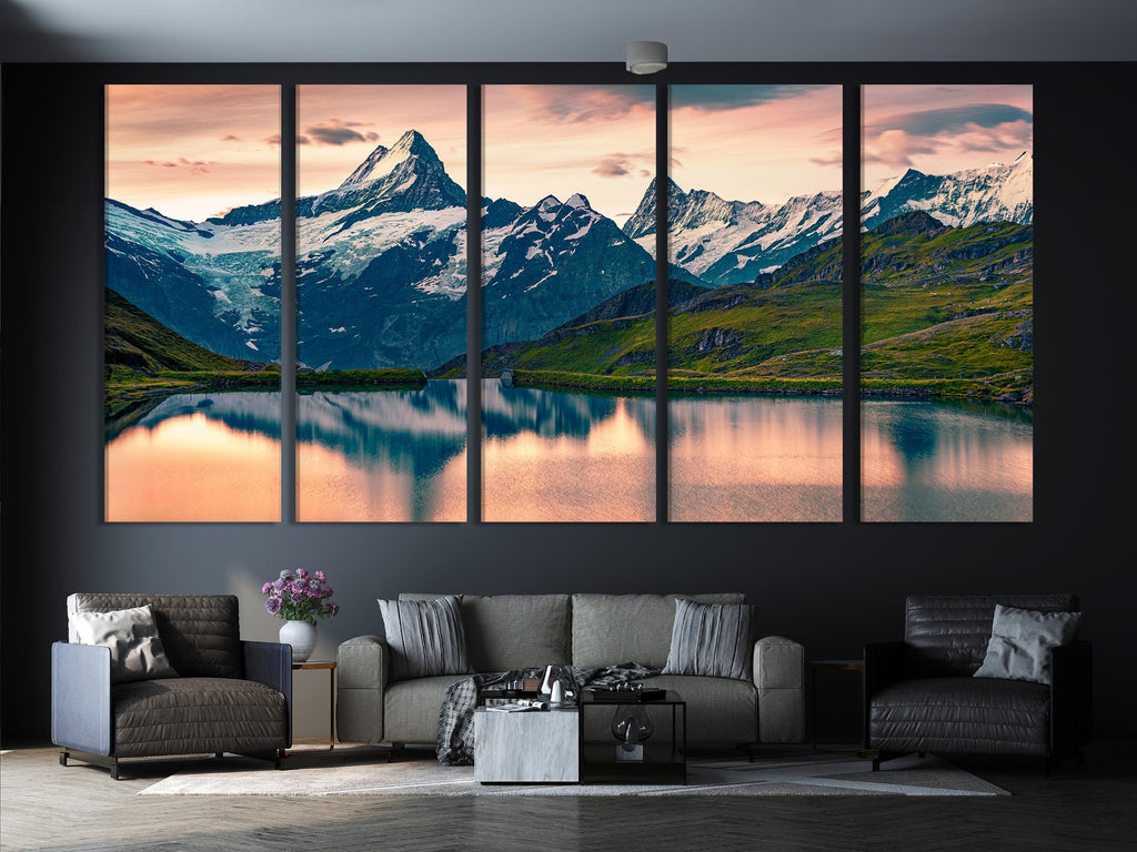 Mountain Landscape Wall Art - Large Alpine Mountain Canvas Print, Nature Wall Art, Mountain Canvas Art, Snow Covered Peak Print for Home Art