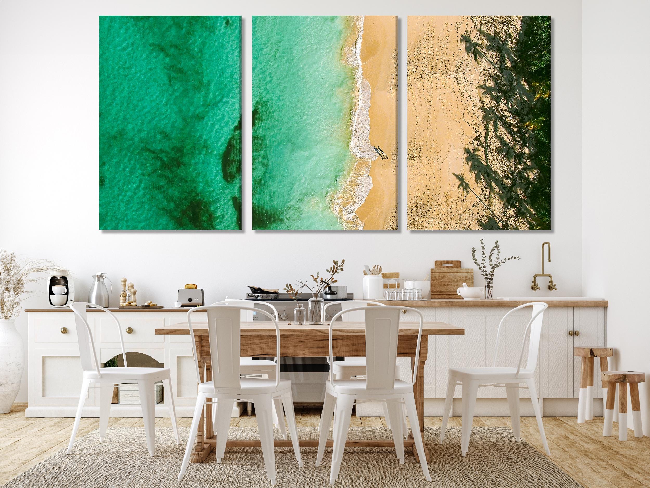 Arte de parede das Bahamas, impressão em tela de praia aérea, arte de parede grande costeira, arte tropical da costa das Bahamas, impressão de arte de praia moderna, decoração de ilha