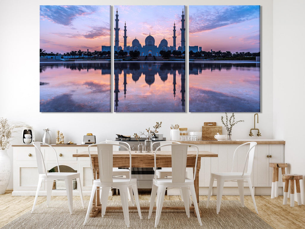Abu Dhabi Wall Art Sheikh Zayed Grand Mosque Canvas Art Modern Islamic Architecture Wall Decor Abu Dhabi Art Print Islamic Artwork Print