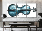 Viool wandkunst, blauw muziekinstrument, canvas print, abstract muziekkunstwerk, moderne studio-inrichting, cadeau voor violist, woonkamer wandkunst
