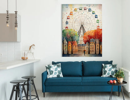 A Day in Paris Under the Ferris Wheel - Canvas Print