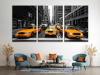 New York Taxi Wall Art Iconic Yellow NY Cabs Canvas Print Large Urban Street Artwork Oversized Downtown Manhattan Canvas Print NY Gift