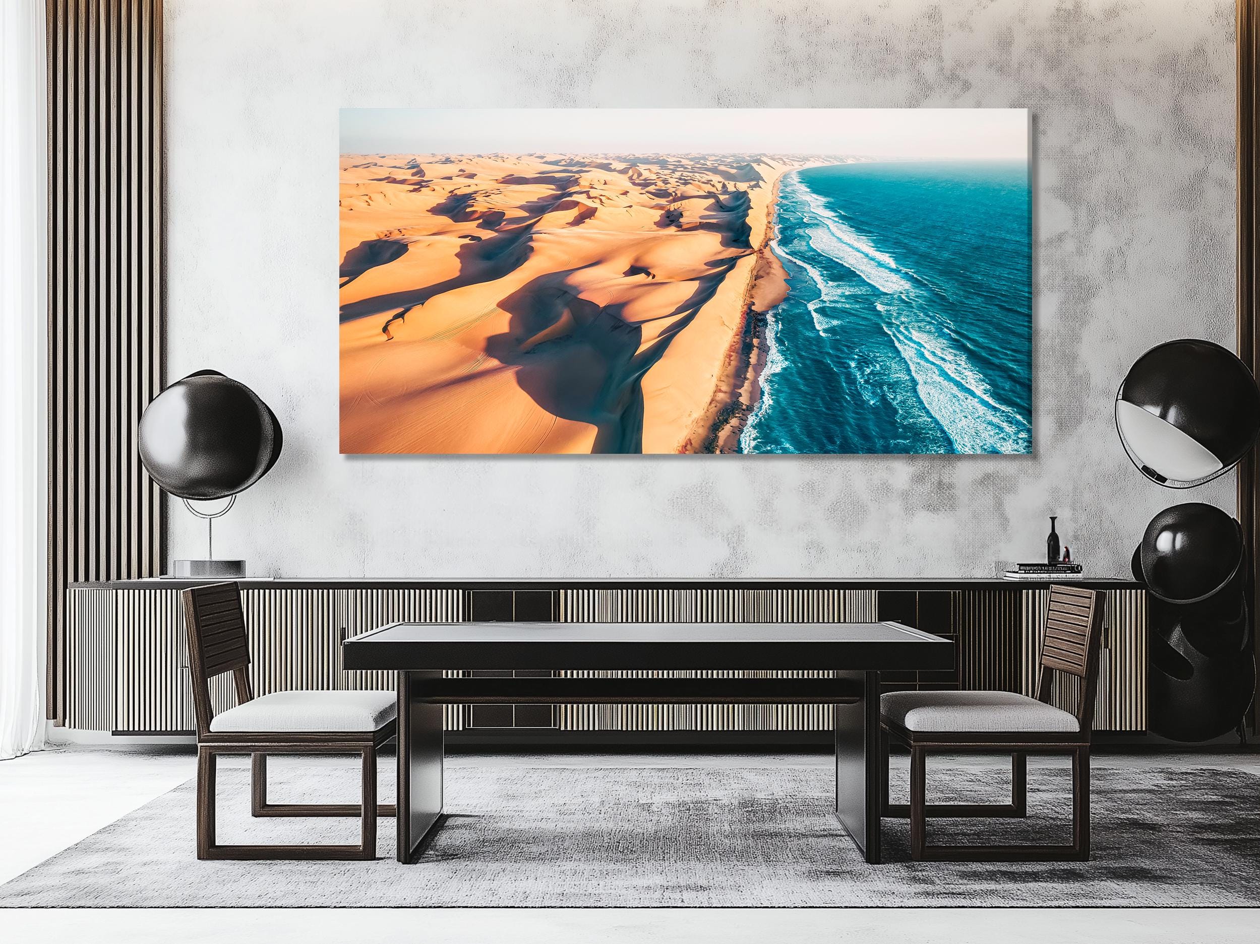 Namib Desert Canvas Art - Atlantic Ocean Canvas Print, Skeleton Coast Wall Art, Large Coastal Desert Artwork, Namibia Wall Decor African Art