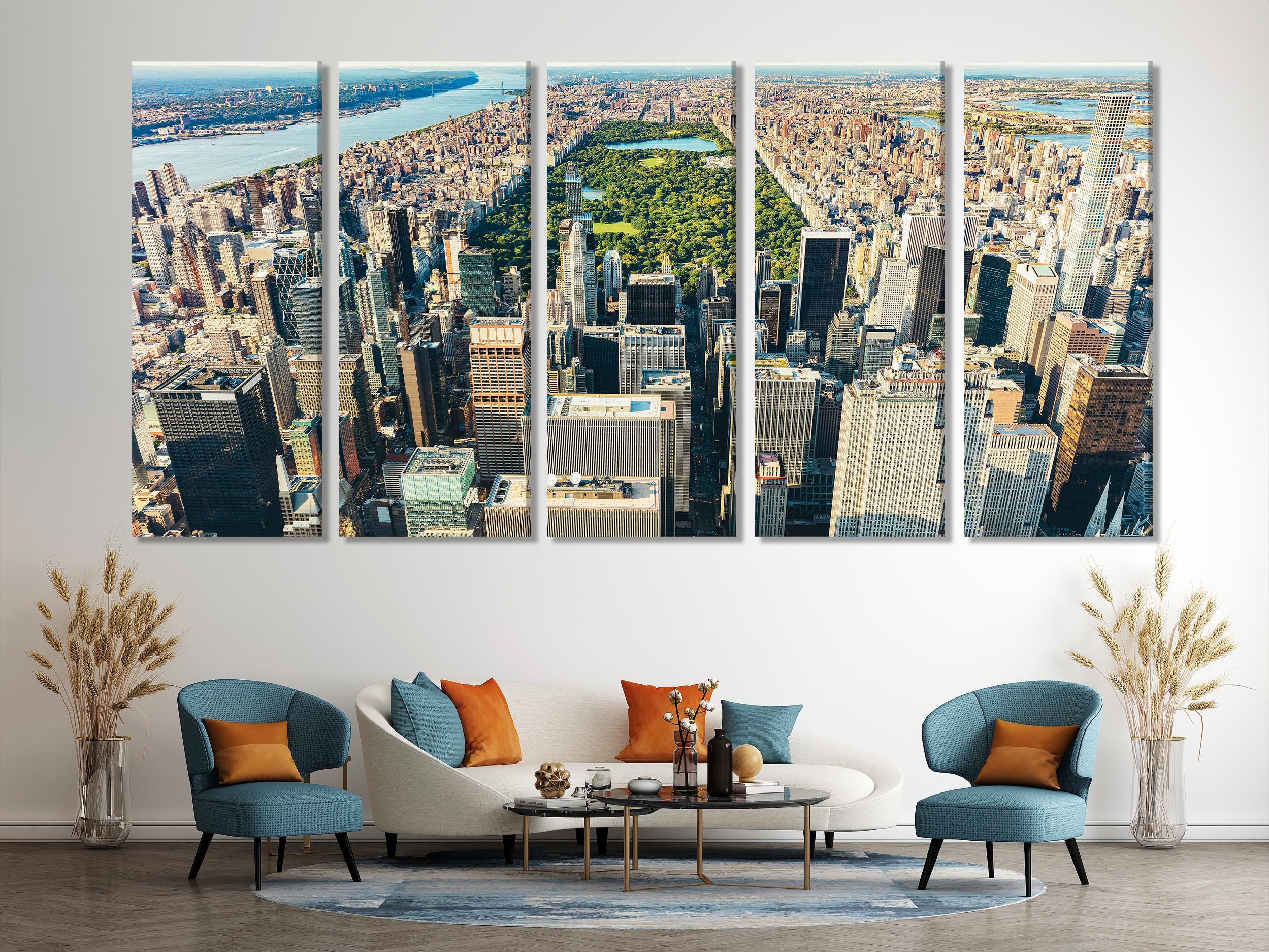 New York Skyline Canvas Print Aerial View of Central Park and Manhattan Artwork Iconic NYC Wall Art New York Art Print Manhattan Cityscape