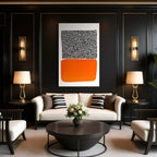 Abstract Print - Mid Century Modern Wall Art, Extra Large Abstract Canvas Print, Black and Orange Geometric Artwork, Birthday Gift for Mum