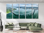 San Diego Coronado Bridge Canvas Print, Large Coastal Cityscape Wall Art, Scenic Aerial Bridge Artwork, Modern Urban Art Print Wall Decor