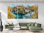 Rastoke Village Canvas Print - Croatia Wall Art, Scenic River and Waterfall Artwork, Large Croatian Landscape Photography, Rustic Autumn Art