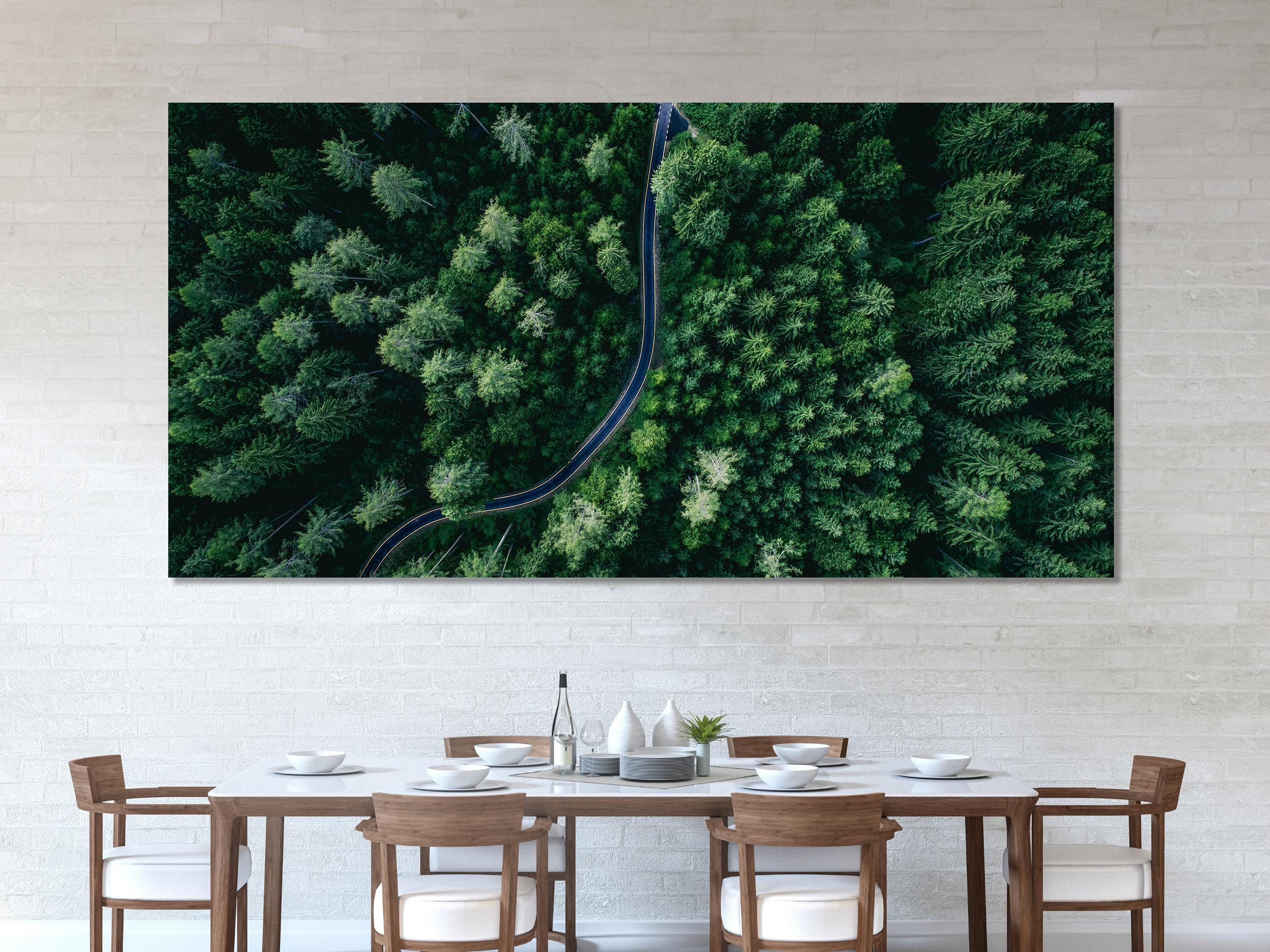 Aerial Forest Wall Art - Large Green Nature Wall Decor, Modern Farmhouse Wall Decor, Country House Green Decor, Forest Canvas Print for Home