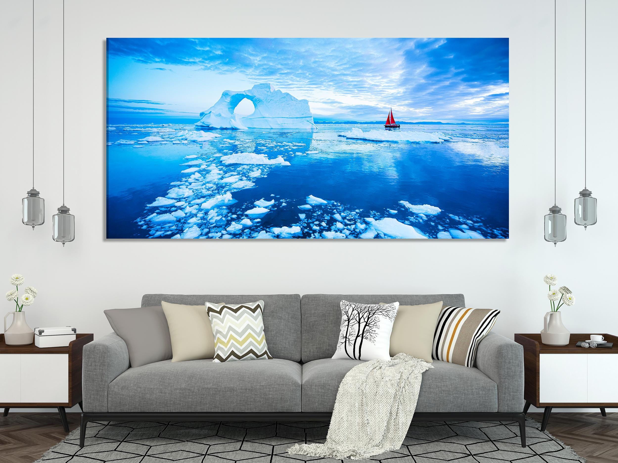 Greenland Wall Art - Iceberg Canvas Print, Arctic Ocean Wall Art, Large 5 Panel Ice Landscape Art, Greenland Canvas Art, Iceberd Canvas Art