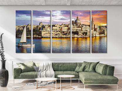 Valletta Malta cityscape canvas art in living room