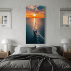 Sailboat Wall Art - Ocean Sunset Canvas Print, Nautical Wall Art, Sailing Prints, Sailboat Sunrise Artwork, Seascape Sailboat Art, Yacht Art