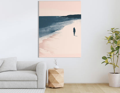 Minimalist Seashore Walk Canvas Art