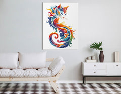Vibrant Swirl Abstract Cat Canvas Print