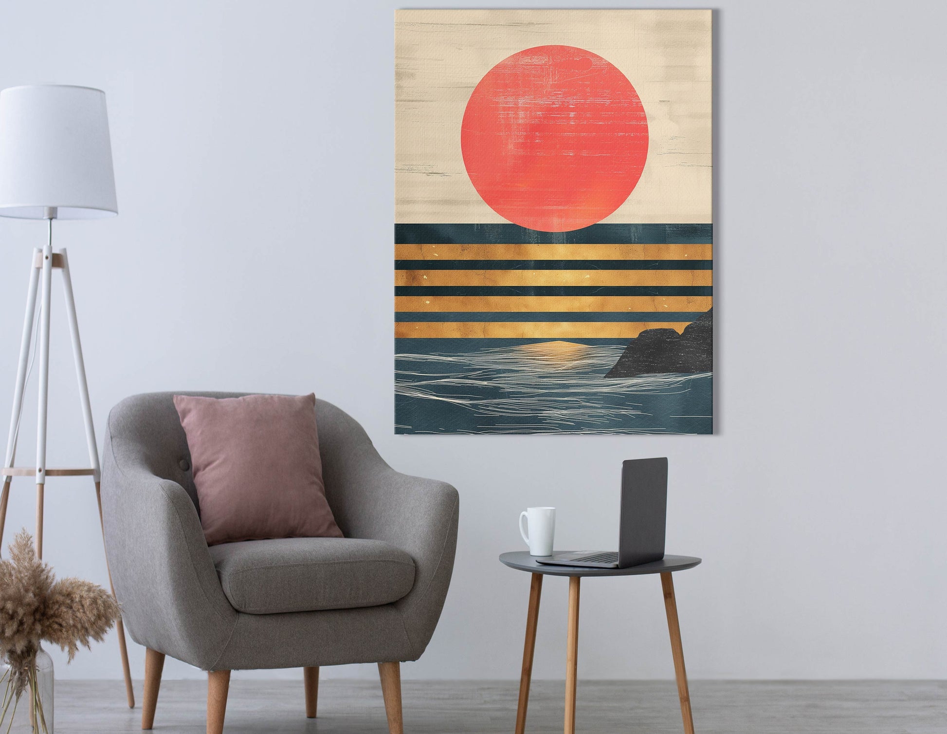  Red Sun Ocean Tapestry