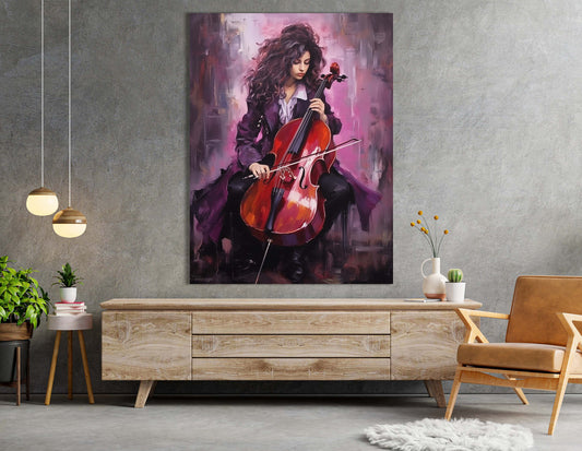 Girl Playing Cello Wall Art