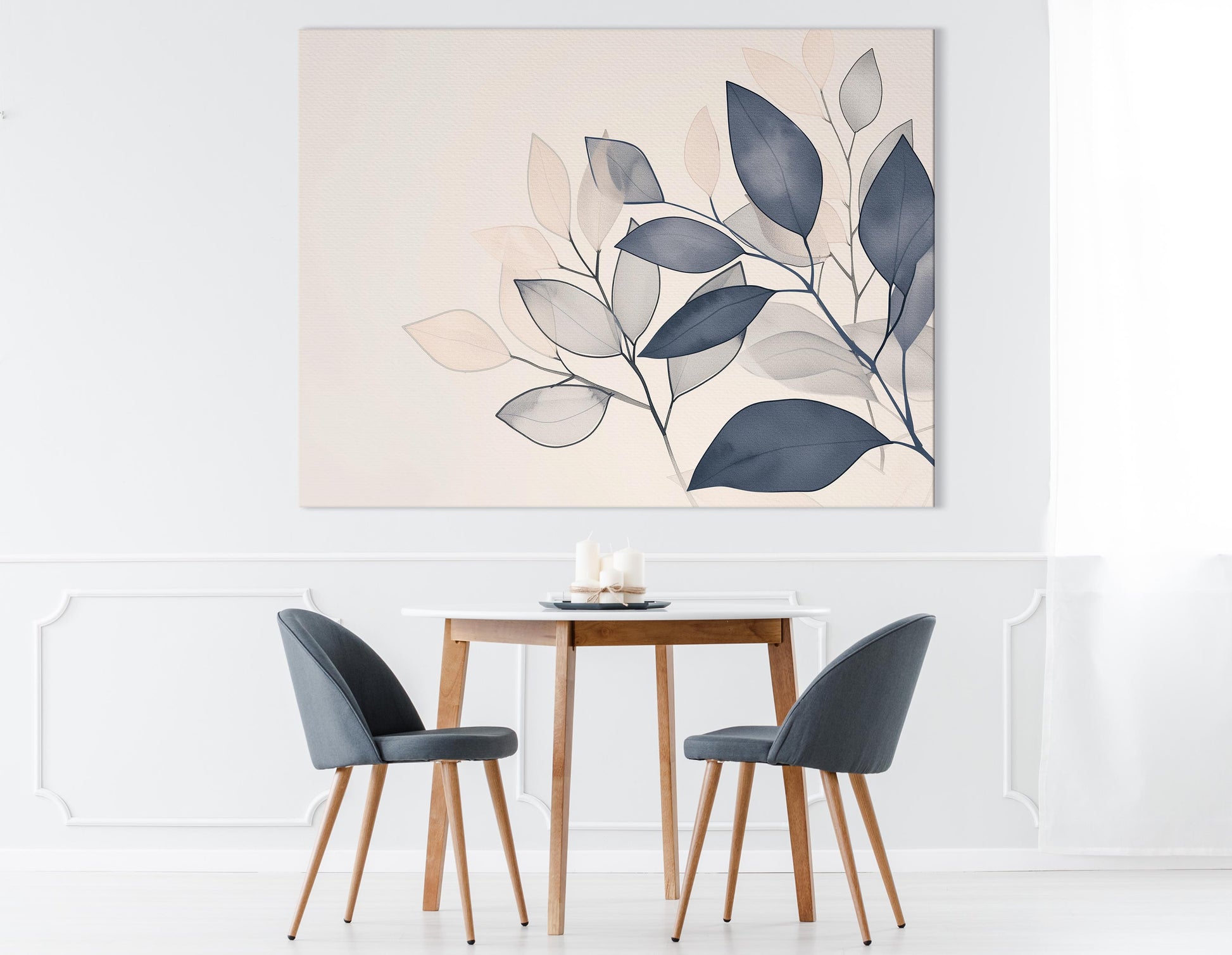 Blue and Beige Leaf Art