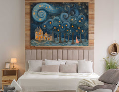 Magical Swirling Skies Over House Wall Art