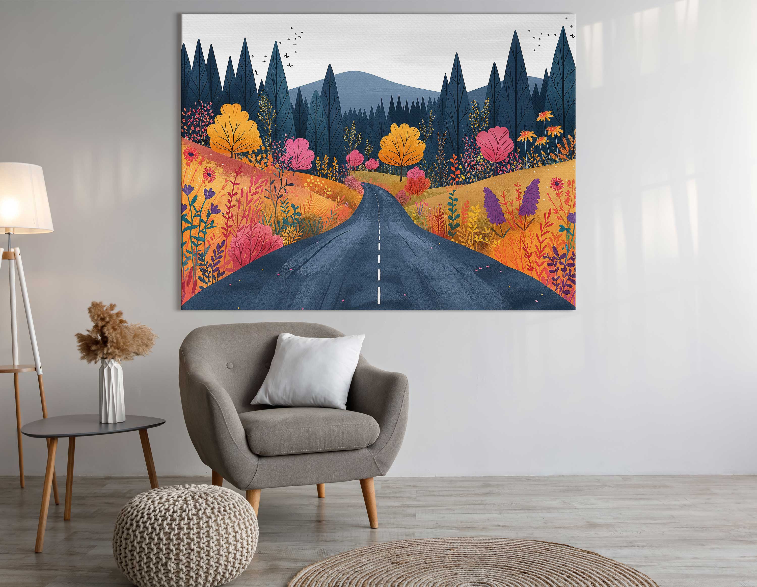 Winding Road Through Fall Forest Canvas Print