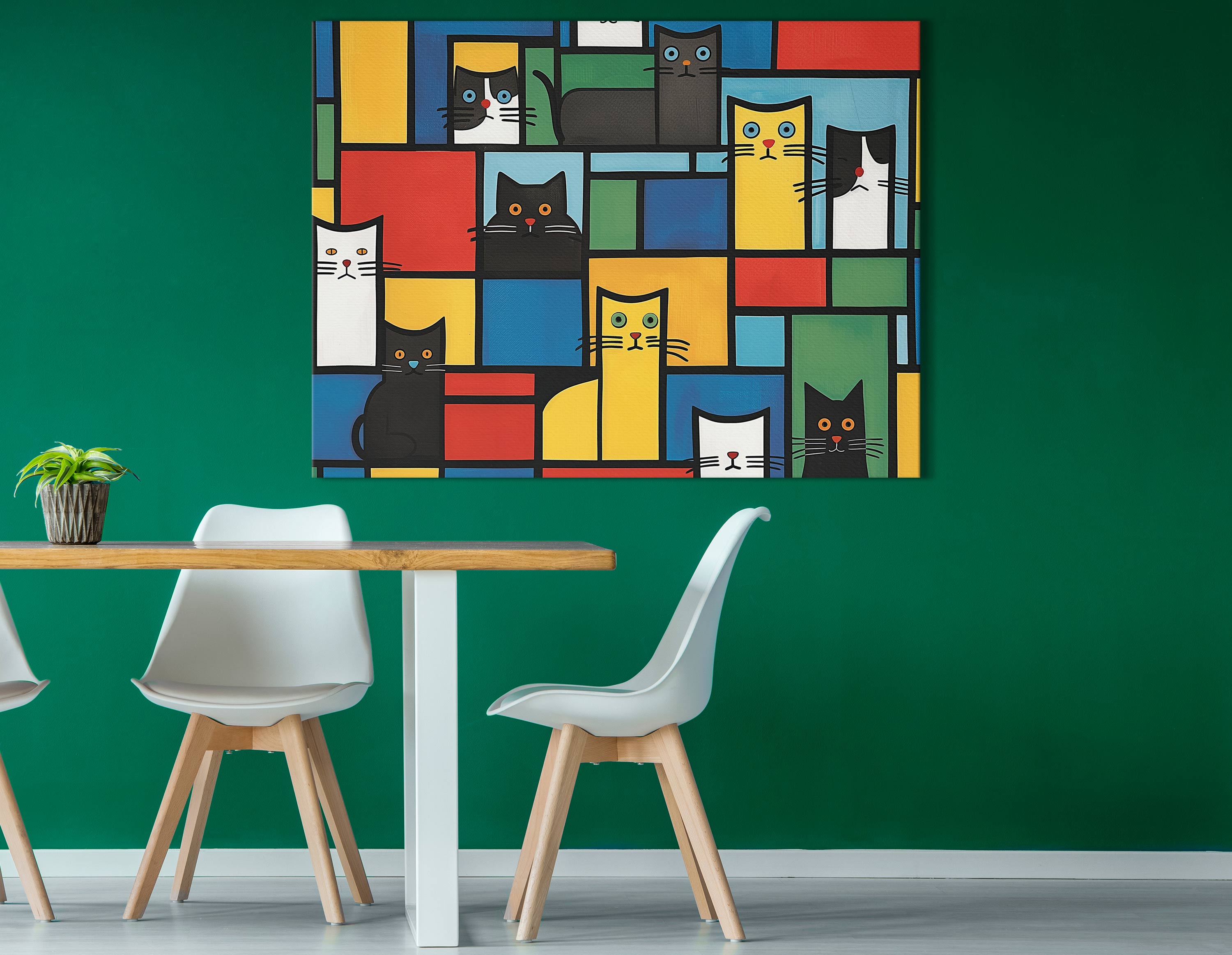 Vivid Cats in Color Blocks Canvas Art