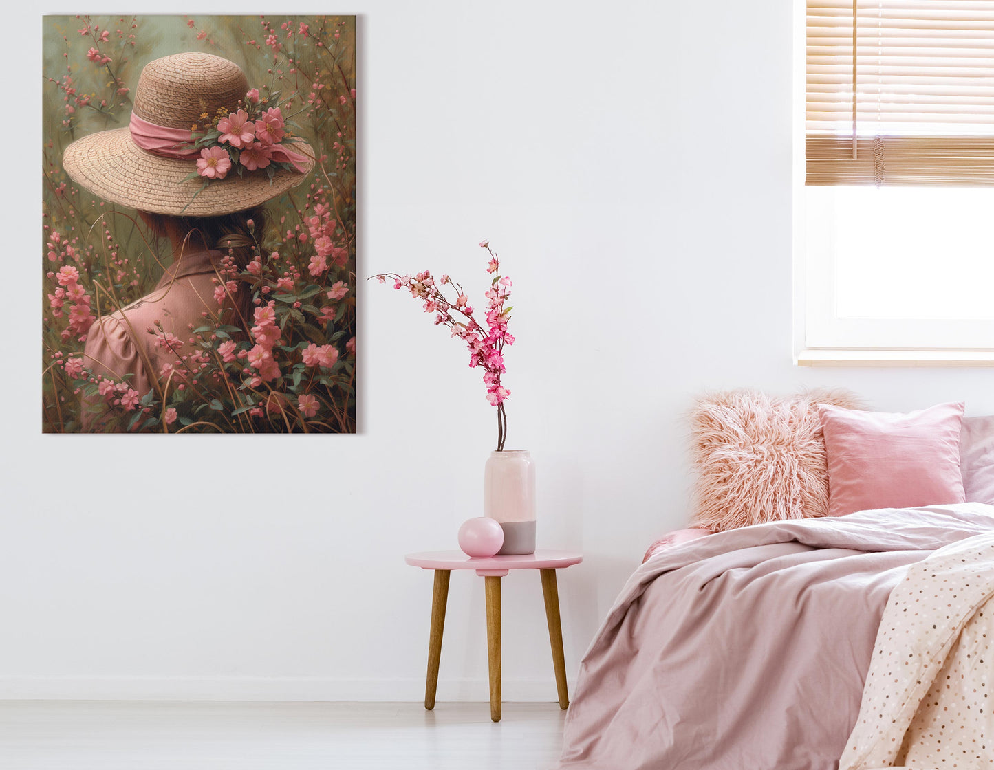 Lady in Flowered Hat - Canvas Print