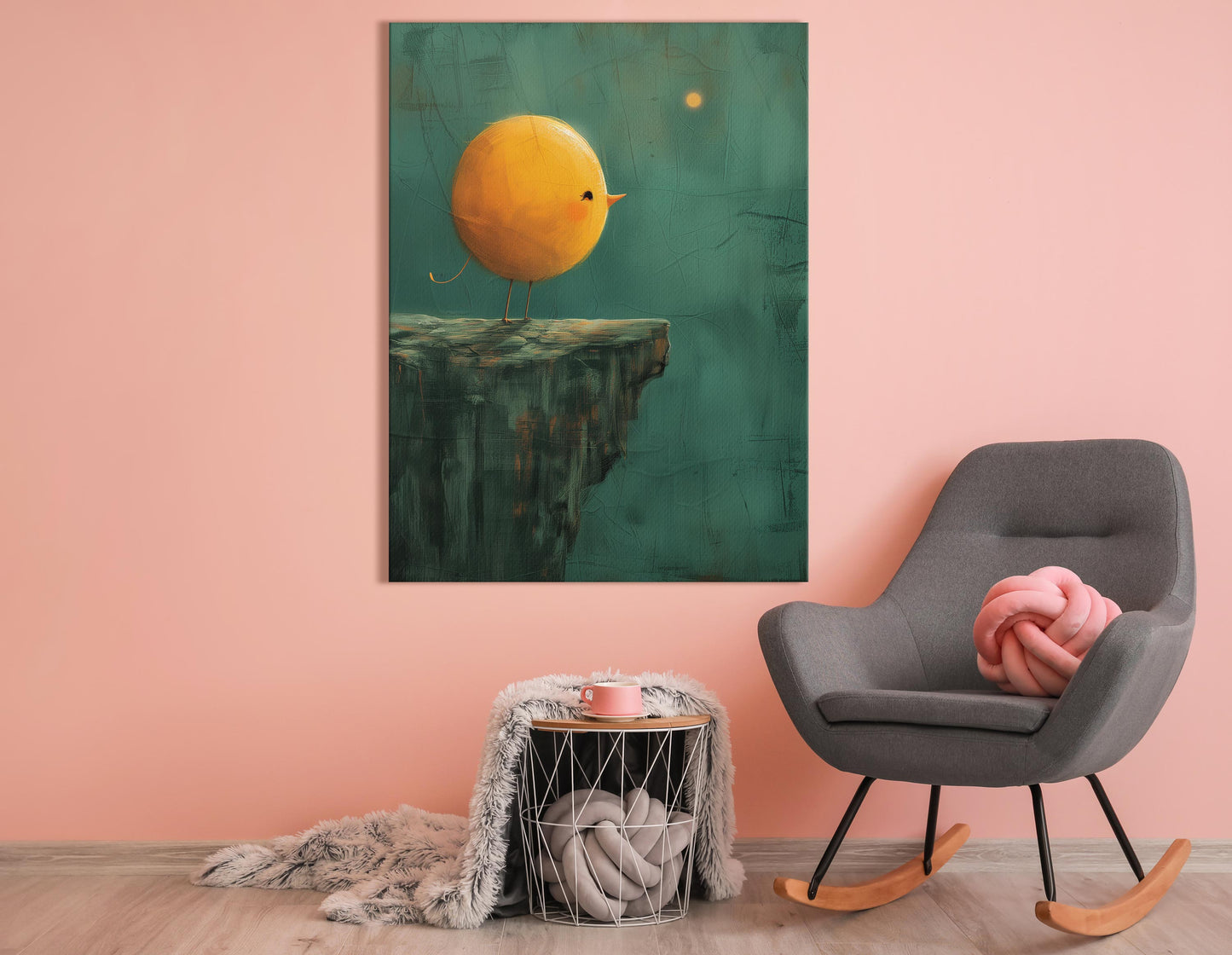 Minimalist Yellow Bird - Canvas Print