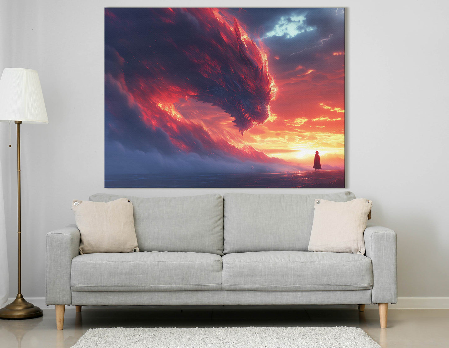 Dragon's Blaze Over Sunset  Canvas Print