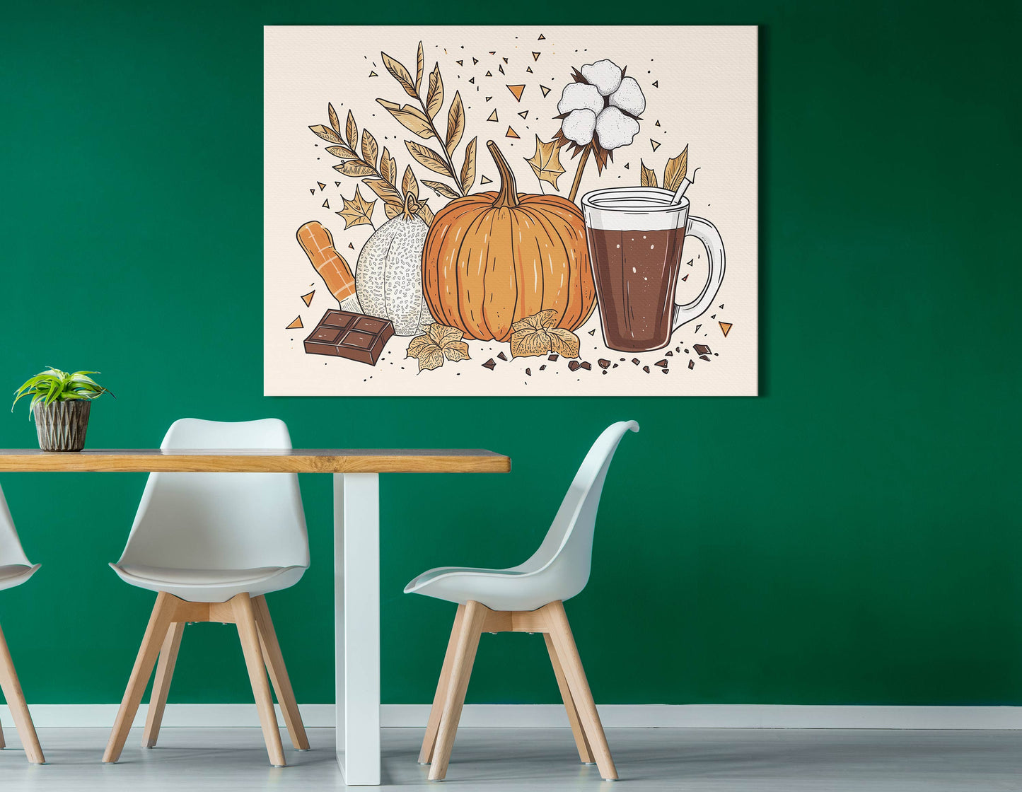 Autumn Harvest Pumpkin and Cocoa - Canvas Print