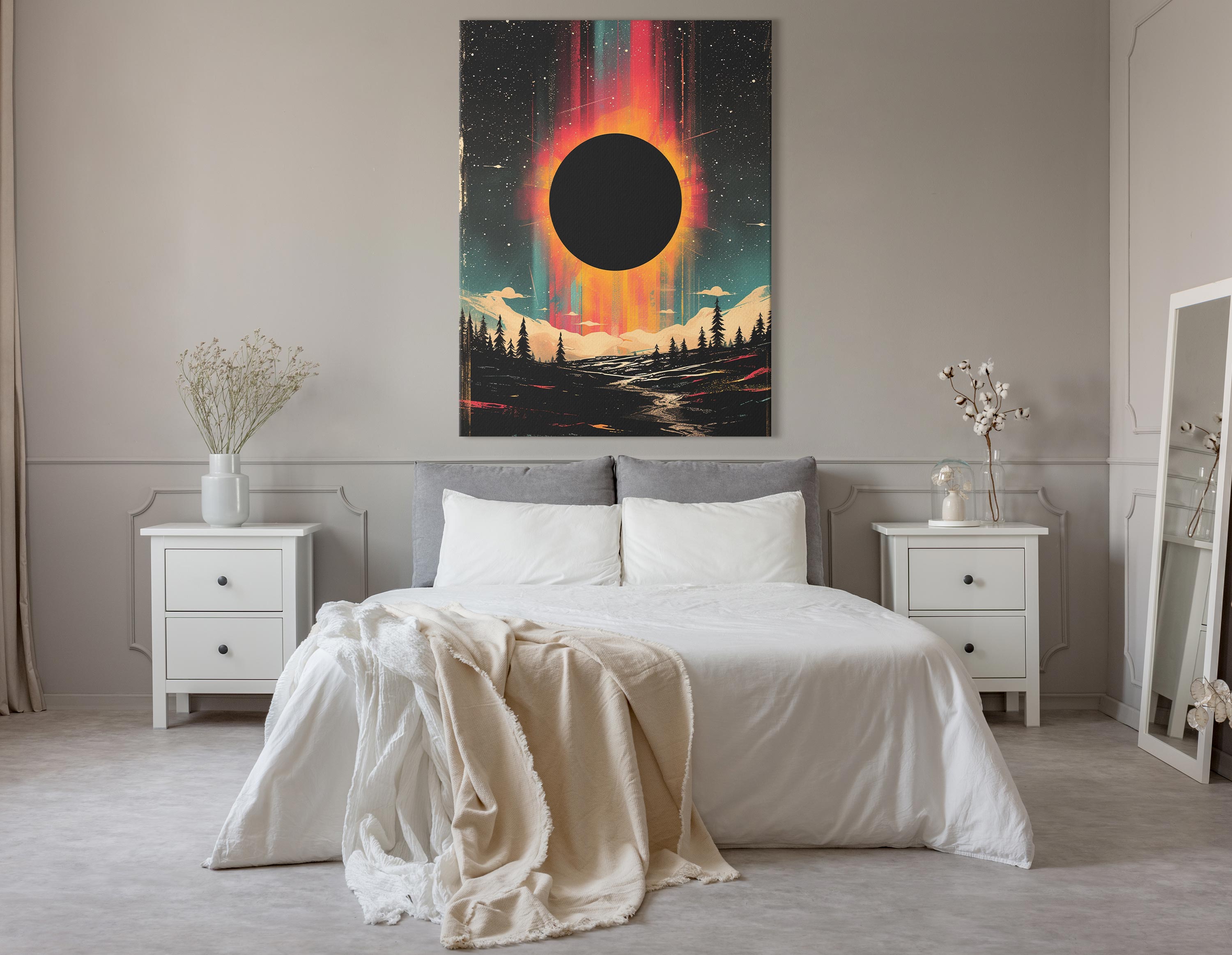 Solar Eclipse and Aurora Lights Wall Art