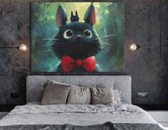 Expressive-Eyed Cat with Red Bow Tie Canvas Print
