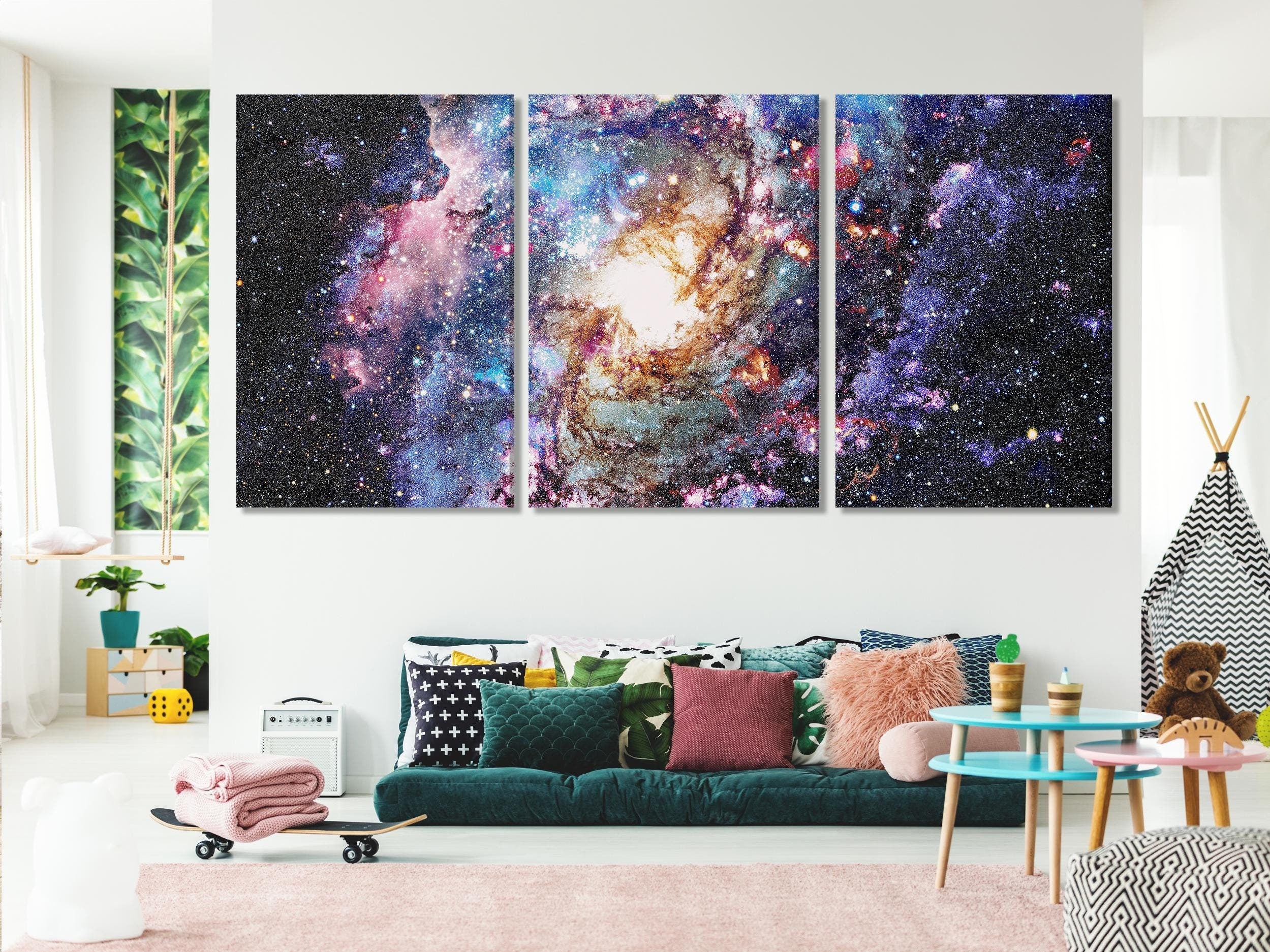 Galaxy Nebula Canvas Art - Cosmic Space Wall Art, Large Starry Sky Artwork, Deep Space Decor, Colorful Universe Scene for Modern Interiors