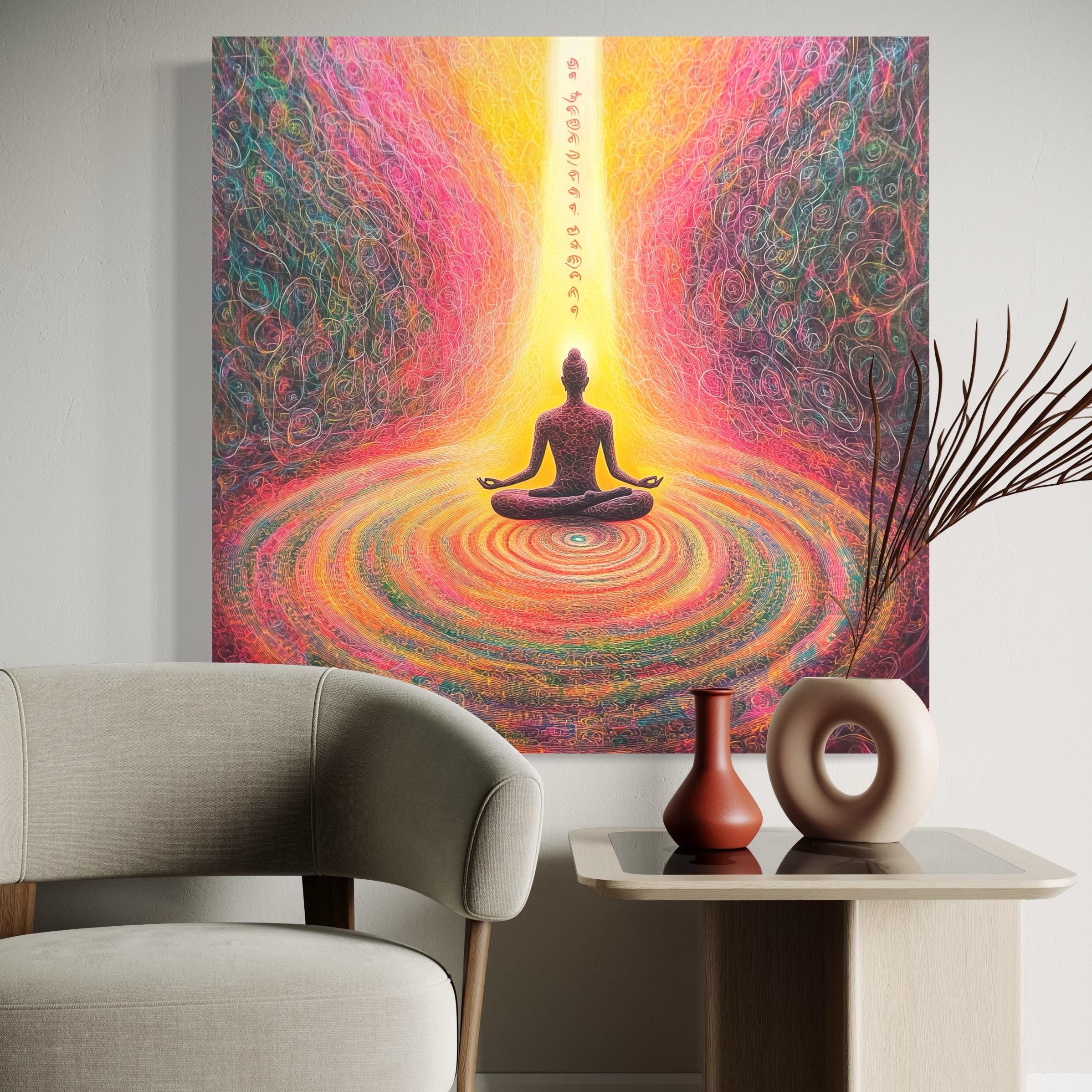 Meditation Wall Art - Chakra Energy Canvas Art, Vibrant Spiritual Wall Decor, Zen Wall Art, Yoga Art Print, Modern Wall Art for Spa Decor