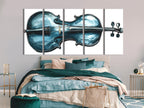 Viool wandkunst, blauw muziekinstrument, canvas print, abstract muziekkunstwerk, moderne studio-inrichting, cadeau voor violist, woonkamer wandkunst