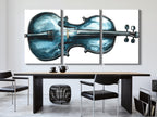 Viool wandkunst, blauw muziekinstrument, canvas print, abstract muziekkunstwerk, moderne studio-inrichting, cadeau voor violist, woonkamer wandkunst