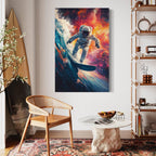 Astronaut Surfing Wall Art - Cosmic Surfer Canvas Print, Wave Surfing Artwork, Space Surfer Decor, Astronaut Art Print, Surfer Gift Idea