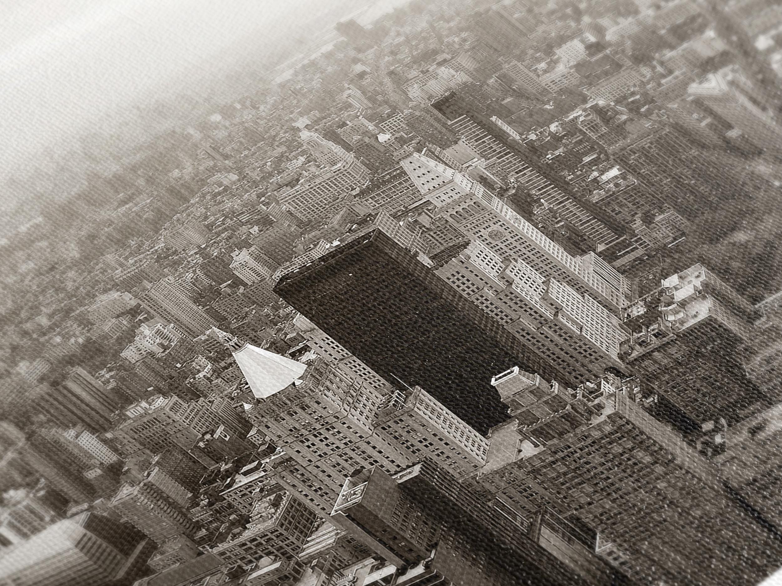 New York Cityscape Wall Art - Manhattan Skyline Canvas Print, Oversized Retro NYC Artwork, Vintage New York Fine Art for Modern Office Decor