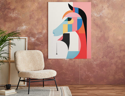 Contemporary Geometric Horse Silhouette - Canvas Print