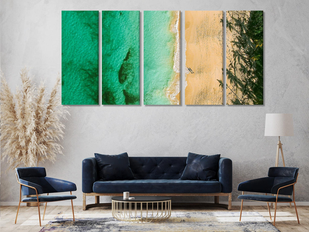 Arte de parede das Bahamas, impressão em tela de praia aérea, arte de parede grande costeira, arte tropical da costa das Bahamas, impressão de arte de praia moderna, decoração de ilha