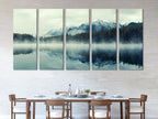 Lake Herbert Canvas Art - Foggy Morning Banff Wall Art, Glacial Mountain Artwork, Extra Large Canada Nature Canvas Art for Large Wall Decor