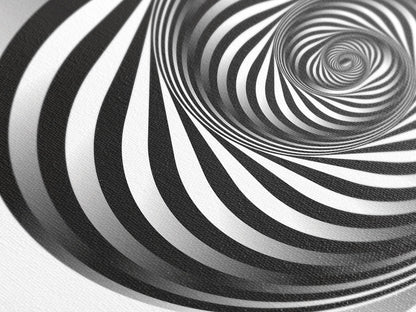 Schwarz-Weiß Abstrakter Spiral-Leinwanddruck – Moderne geometrische Wandkunst, optische Illusion, zeitgenössisches Dekor für Wohnzimmer