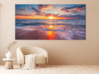 Ocean Sunset Print – Seascape Wall Art, Modern Sunset Beach Art Print, Multi Panel Coastal Wall Art for Living Room or Bedroom Wall Decor