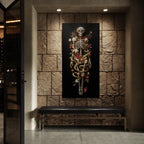 Art mur Skeleton - Toile d'art squelette gothique florale, œuvre serpent doré, Décor mural du surréalisme sombre, Impression sur toile anatomie baroque
