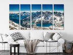 Tatra Mountains Canvas Print, Dolina Pieciu Stawow Wall Art, Large Alpine Landscape, Winter Peaks and Blue Lakes Art, Nature Above Couch Art